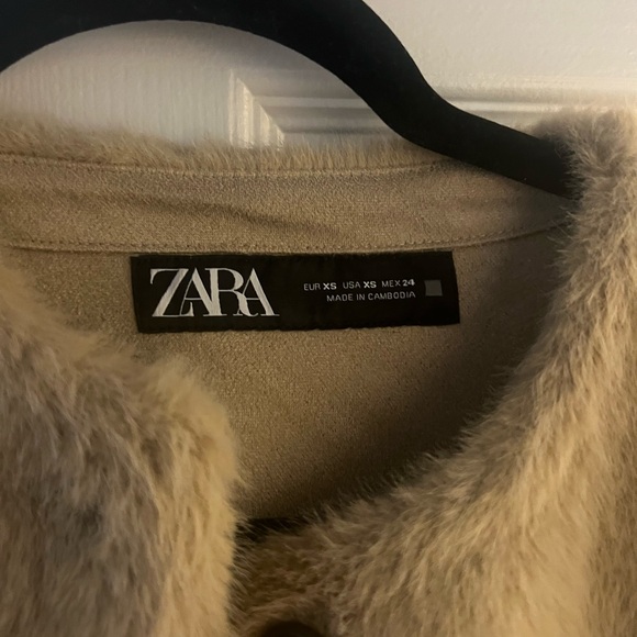 Zara Cream/beige Faux Fur Jacket - Picture 2 of 3